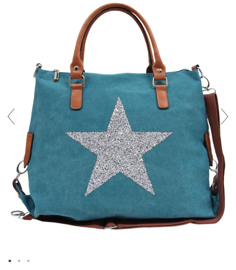 Sassy Duck Star Power Canvas Bag - Turquoise | Maisy & Co